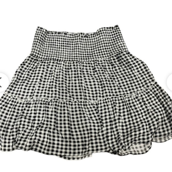 Hippie Rose Skirt Black & White Check XL Elastic waist New no tags - Picture 3 of 14